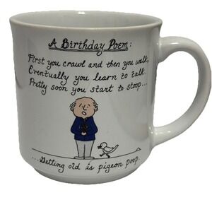 Vintage COFFEE Mug Birthday Poem, Recycled Paper Products Dale JAPAN, FUNNY